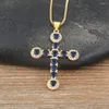 Kedjor Aibef Cross Religious Pendant 6 Color Luxury Rhinestone Copper Zircon Exquisite Necklace Accessories Gift Noble Fashion Jewelry