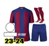 23 24 Soccer Jersey Barca Lewandowski FC Ferran Camiseta de Futbol Auba Barca Joao Cancelo 2023 2024 Fotboll Joao Felix Barcelona Kits Män och barn