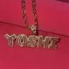 Pendant Necklaces Grandbling Customized Letters Pendant Iced Out Zircon Letters Nekcle with Rope Chain Choker for Women Hiphop Neckle for Man J230620