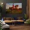 Realistic Landscape Canvas Art Portrait of A Horse Rider in Red Coat Handmade Heywood Hardy Painting Artwork Family Room Decor