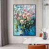 Pittura a olio fatta a mano pura Astratta moderna Peonie Fiori che sbocciano Soggiorno Sfondo Decorazione Ristorante Murale Frameless L230620