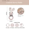 1pc Baby Teether Music Stratsles for Kids Animal Crochet Crochet Rattle Elephant Ring Ring Wooden Gym Montessori Children's Toys L230518