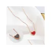 Autre Jian Collier Coeur À La Mode Femmes Or Rose Tour De Cou Double Face Rouge Noir Pendentif Chaînes Bijoux De Mariage Cadeaux D'anniversaire Drop De Dhcsk