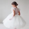 Girl's Sukienki Dziewczyny Princess cekinów biały koronkowy tiul ślubna przyjęcie urodzinowe sukienka Tutu Puszysta suknia Dzieci