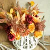 ドライフラワー人工ローズchrysanthemum hydrangeaのコンビネーションブーケdiy人工花の家の装飾秋の装飾
