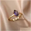 Pierścienie klastra mticolor diamentowy cyrkon dla kobiet stal nierdzewna regulowana złoto plaster cz palcem pierścień żeńska biżuteria zaręczynowa dha6z