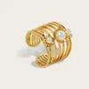 Bröllopsringar yachan rostfritt stål ihåligt brett för kvinnor guldpläterad romantisk pärla ring trendig estetiska smycken