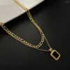 Pendant Necklaces Fashion Stainless Steel Fine Double Layer Black Enamel Neckalce Sexy Layers Chain Choker For Women Gift