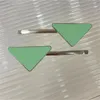 Solid color hairpin for women triangle hairpins enamel tag with letters plated silver blonde hair single sided versatile durable hair clips simple ZB046 E23