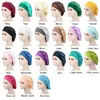 Etniska kläder Satin Bonnet Turban Elastic Wide Band Sleeping Caps Hair for Curly Hat Night Bandana Women