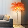 Stehlampen Luxus Straußenfeder Lampe Nordic Moderne Vollkupfer Schlafzimmer Nachttisch Wohnzimmer Dekoration Beleuchtung