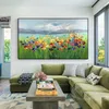 リビングルームのソファベッドルームレストランの手作りの油絵抽象テクスチャー花柄の装飾的な壁画の壁の装飾ハンギーポスターL230620