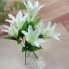 Decorative Flowers 5pcs Artificial Lily Flower Branch For Plant Wall Background Wedding Home Al Office Bar