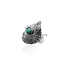 Band Rings Turquoise Ring Vintage Tibetan Sier Indian Wind Pine Stone Wings Eagle Big Eye Green Drop Delivery Jewelry Dhxko