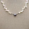 Chains Irregular Shape Natural Freshwater Pearl White Beaded Necklace Heart Shaped Pendant Fashion Jewelry Party Wedding Accessories