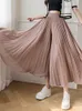 Koreanische Mode Breite Bein Hosen Frauen Elastische Hohe Taille Gefaltete Hosen Sommer Beiläufige Lose Chiffon Hosen Elegante Lange