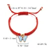 Charm Bracelets Handmade Red Lucky Thread Braided For Women Men Butterfly Pendant Adjustable Bracelet Bring You Luck Wealth Jewelry