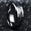 Cluster Rings Mechanical Gear Wheel Ring For Men Tungsten With Light Blue Carbon Fiber Inlay Comfort Fit