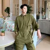 Calça Masculina Primavera Verão Macacão Masculino Tid Brand Casual Manga Curta Elegante Cargo Exército Macacão Verde Calça Romper até o Tornozelo