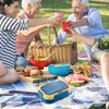 Ensembles de vaisselle boîte à lunch pour tout-petits pour le travail avec 3 compartiments poignée de transport de sécurité micro-ondes organisateur fourchettes et cuillères