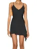 Abiti Casual Juaugusep Donna S Mini Cami Dress Senza Maniche Cinturino per Spaghetti Scollo a V Orlo Irregolare Clubwear (Nero S)