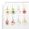 Boucles d'oreilles pendantes ovale clair plat encadré pressé véritable fleur séchée jonquille pétale résine pendentif boucle d'oreille marguerite fleur crochet