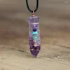 Pendentif Colliers Cristal Violet Sept Chakra Collier Pour Femmes Hommes Naturel À La Main Énergie Guérison Flèche