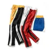 Pantalones de hombre Streetwear Vintage Tobillo Cremallera Cintura elástica Joggers sueltos Colorblock Track Rayas Patchwork