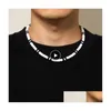 Pendant Necklaces White Black Color Soft Clay Beads Choker For Women Men Simple Minimalist Collar Jewelry Gifts Drop Delivery Pendant Dhoxr