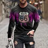 Heren T-shirts Heren T-shirt Vrijetijdsmode Herfst en winter 3D-printen Digitale ronde hals Kleding met lange mouwen