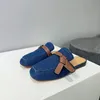 Mules women lady casual half slipper shoes knot flats jeans loe style designer shoe WE1832