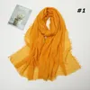 Ethnic Clothing Muslim Women Crinkle Hijab Scarf Cotton Tassel Shawl Plain Wrinkle Scarves Thin Solid Headband Woman LIghtweight Wrap 175