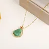 Chaînes Vert Bouddha Collier Avec Pierre Naturelle Doré Rire Maitreya Bouddhiste Pour Homme Style Chinois Collier Amulette Bijoux