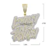 Pendant Necklaces New Iced Out Bling CZ Letter Loyalty Over Royalty Pendant Neckle Cubic Zirconia Two Tone Color Charm Men Women Hip Hop Jewelry J230620