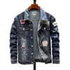 Nouveau Top Printemps et Automne Arms Badge Hommes Blue Stone Mill Denim Jacket vestes en cuir marque Hommes styles jaqueta moto