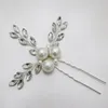 Pinces à cheveux couleur argentée épingles à perles bijoux de mariage accessoires plante strass ornement diadème bâton