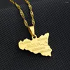 Pendant Necklaces 2023 Italy Sicily Map With City Name Gold Color Italian Sicilia Stainless Steel Jewelry For Women Gifts