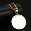 Pendentif Colliers UWIN DIY Médaillon Photo Pendentif Collier Grand Rond Personnalisé Photo Charmes Collier Glacé CZ Bijoux De Mode pour Mémoire Cadeau J230620