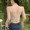 Débardeurs pour femmes Floral Camis Femmes Doux Style Coréen Dos Nu Crop Tops Mode Chic Slim Girlish Doux Princesse Étudiants Ulzzang