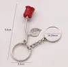 5pcs Bag Parts Sublimation DIY White Blank Zinc Alloy Rose Flower Keychains Mix Color