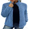 2022 Cuello alto Color sólido Suéter superior Moda casual de mujer Manga larga Cremallera Burbuja Abrigo polar Chaquetas de cuero de imitación chaqueta de mujer