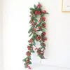 Decorative Flowers 1Pcs Christmas Berry Decoration Simulation Wreath Rattan Door Hanging Oranments DIY Home ParXmas Suppliers