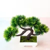 Dekoratif Çiçekler 23x28cm 4 Ofors Yeşil Çim Topu Yapay Bitkiler Bonsai Ev Bahçe Dekor Küçük Çam Ağacı Noel Cadılar Bayramı Partisi