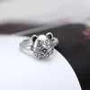 Cluster Rings Inspired Design Thai Silver Oval Adjustable Ring Childlike Exquisite Ladies Brand Jewelry Daily Wedding Accessories