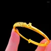 Charm Bracelets Cute Female Peacock Animal Bracelet Bangle Luxury Yellow Gold Silver Color Round Wedding For Women