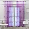 Gardin Romantisk modern broderad paljetter Butterfly Rustic Sheer Purple Voile Gardiner för vardagsrum sovrum kök 344 C 230619