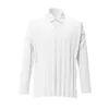 Chemises décontractées pour hommes Miyake chemise à manches longues plissée pour hommes 2023 printemps affaires haute couture col tissu fait main blanc surdimensionné Blouse