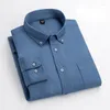 Mäns avslappnade skjortor 2023 Utrikeshandel (S-5XL) Stor storlek Men's Business Gentleman Fashion Solid Color Washed Long Sleeve Shirt