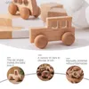 1PC bébé jouet hêtre blocs de bois dessin animé voiture éducatif Montessori jouets enfants dentition jouer Gym bébé cadeau d'anniversaire produits L230518