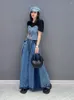 Kvinnors byxor Vefadisa 2023 Summer Woman Denim Wide Leg Fashion Casual Personlig personlig oregelbunden trendiga tjej Jeans ZY755